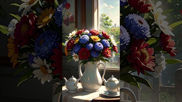 Фантазии от Нейросети: Летний букет цветов-2