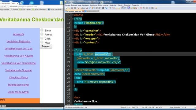 PHP 19 - CheckBox ve Veri Tabanı İşlemleri