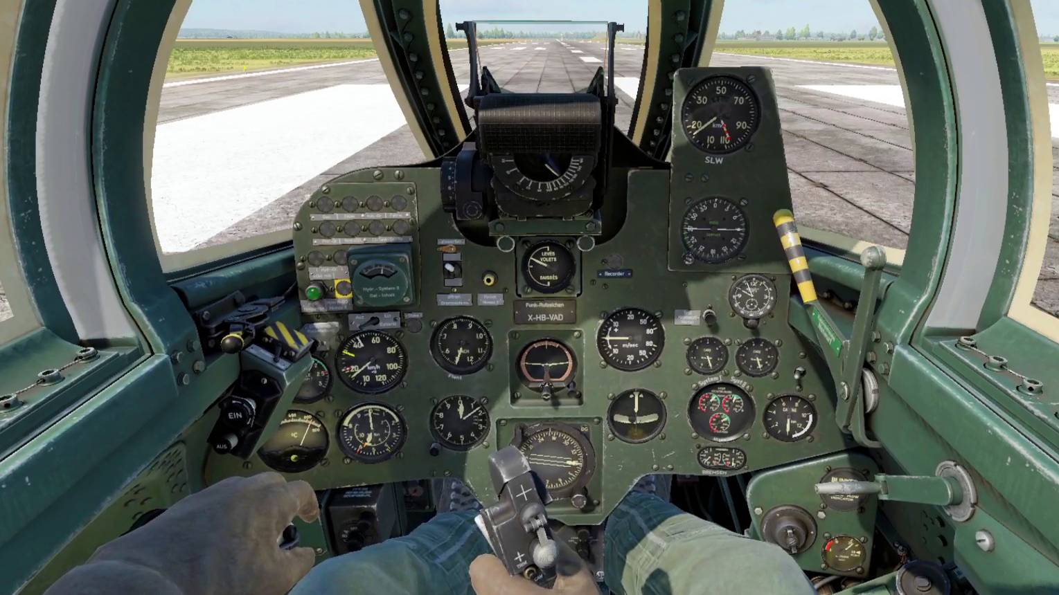 Первый вылет на швейцарском реактивном истребителе FFA P-16 в VR шлеме в War Thunder. СБ режим.