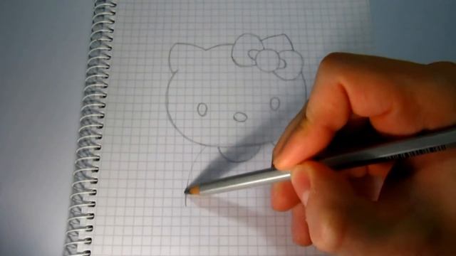 Рисуем карандашом кошку HELLO KITTY по клеточкам. Учимся рисовать КОШКУ карандашом.
