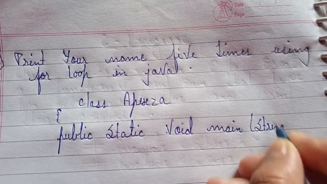 code for java || print your name five time using for loop in java ||