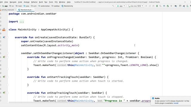 SeekBar Using Kotlin