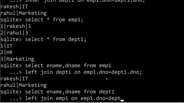 SQLite Tutorial #21: Implementation of Left Join in SQLite