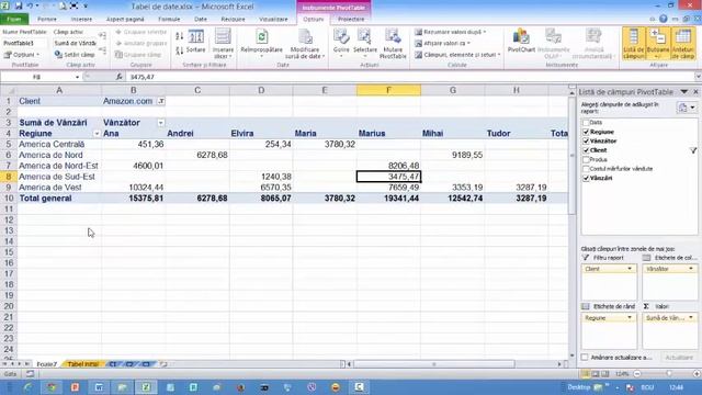 Operații cu tabele pivot Microsoft Excel 2010 - Partea a II-a