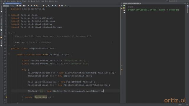 Java - Ejercicio 161: Comprimir Archivos Usando el Formato ZIP