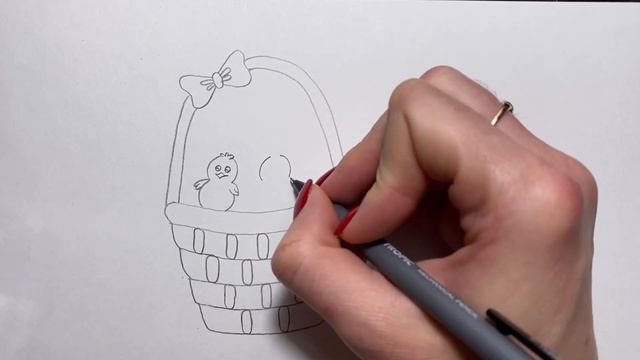 Как нарисовать Пасхальную корзину Рисунок к Пасхе рисунок для начинающих