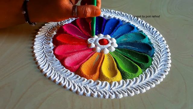 #1488 Diwali rangoli design    navratri rangoli designs   रंगोली   satisfying video