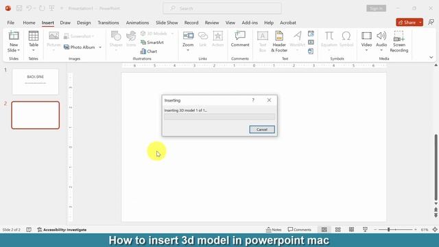 How to insert 3d model in PowerPoint mac