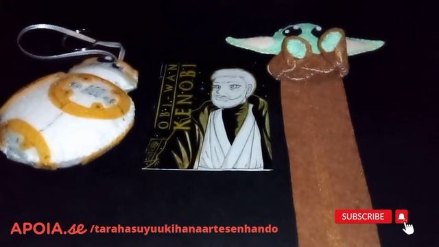 Recompensas de Maio/22 - Star Wars - sketchcard, chaveiro de feltro e marca-páginas de feltro