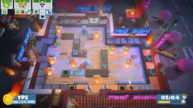 Overcooked 2: Gourmet Edition | Story Mode | Level 1-6 | 4 stars | Co-op 2 Players