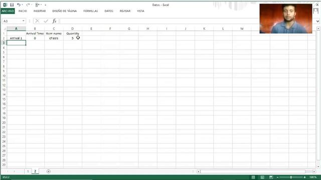 Como importar tablas de Excel desde Flexsim para un Arrival Schedule
