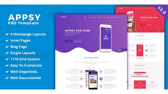 APPSY - App Landing Page PSD Template | Themeforest Website Templates and Themes