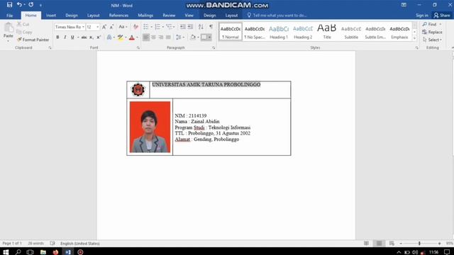 Tutorial Membuat Kartu Tanda Mahasiswa dengan Mail merge di Ms. Word
