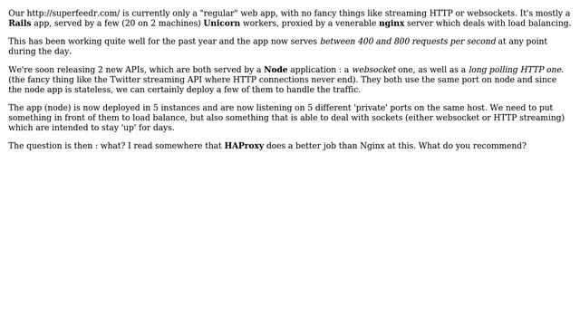 DevOps & SysAdmins: Nginx, HAproxy, Unicorn, Rails And Node Settings (2 Solutions!!)