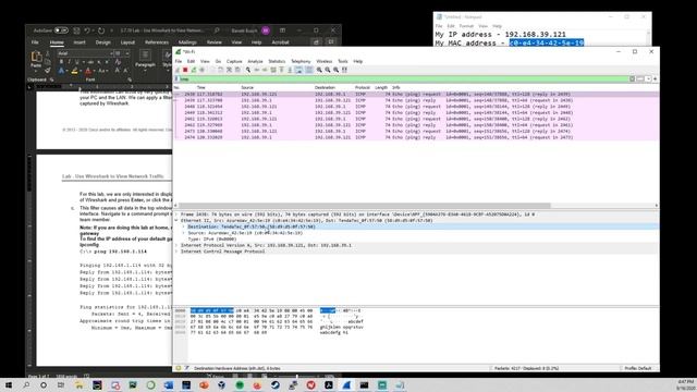 CCNA1 - Lab 3.7.10 - Use Wireshark to View Network Traffic