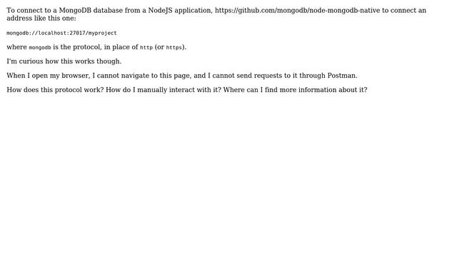 How does the protocol "mongodb" work?