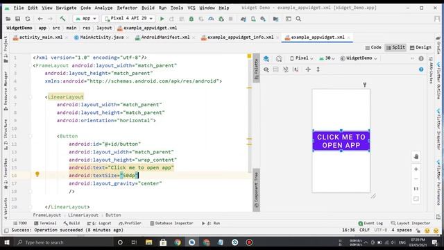 How to create widget in android programmatically | Creating widget demo.