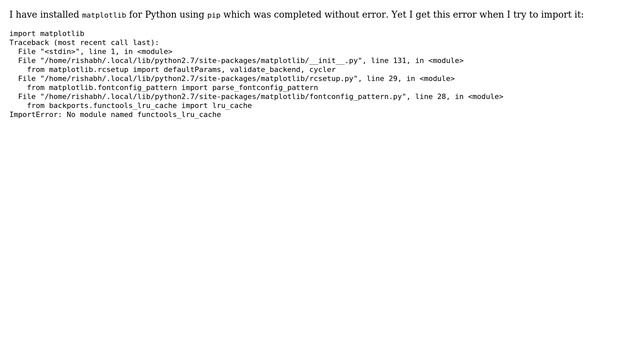 Ubuntu: Python matplotlib - ImportError: No module named functools_lru_cache