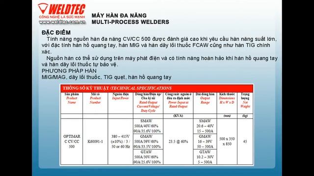 MÁY HÀN ĐA NĂNG - OPTIMARC CC/CV 500