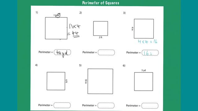 Perimeter of squares- THE 10 second method to find the PERIMETER OF SQUARES