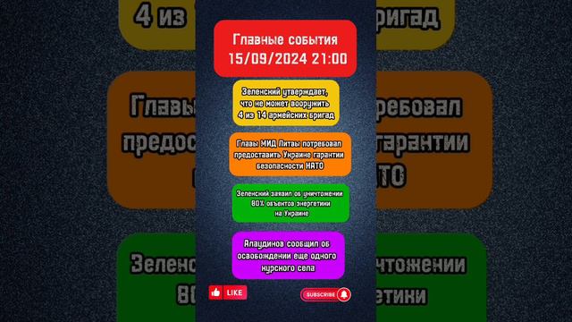 Главные события 15/09/2024 21:00