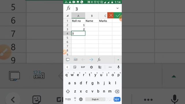 Microsoft Excel in Mobile phone