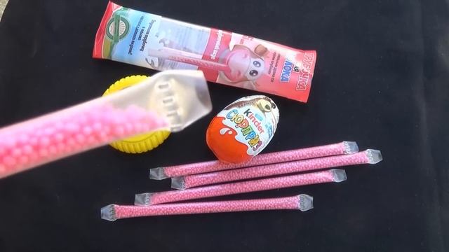 Learn Colors with Candy Juicy Fruit Bubble Gum Kinder Surprise Egg ZEBRA Milk Tubes