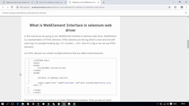 Selenium tutorial with java || Webdriver Interface and WebElement Interface with examples