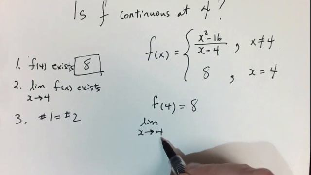 Show that f(x) is continuous at x=4