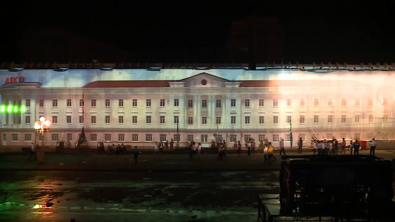 3D mapping. г. Озёрск. Проекция 520 м2 на фасад ТРК "Орфей"