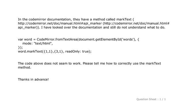 HTML : CodeMirror MarkText