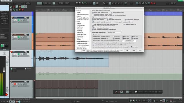 Настройка Reaper ч.3 (Appearance, Цвета и прочая визуальщина )
