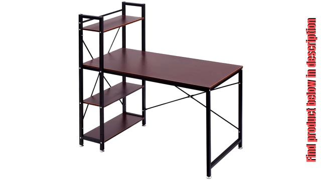 Tangkula Computer Desk, Modern Style Writing Study Table with 4 Tier Bookshelves
