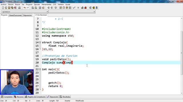 78. Programación en C++ || Funciones || Ejercicio - Sumar 2 números complejos