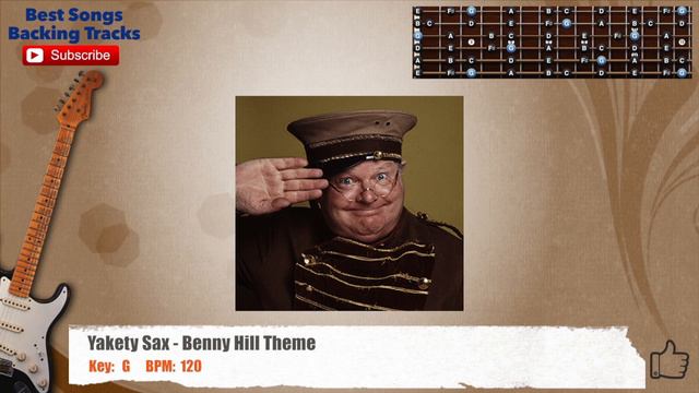 🎸 Yakety Sax - Benny Hill Theme Guitar CHORDS Backing Track