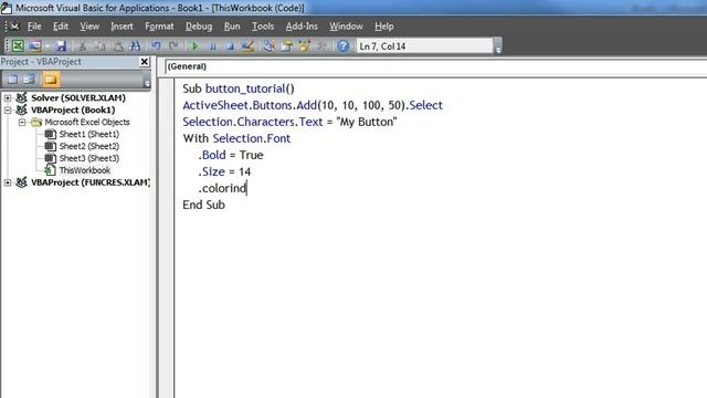 VBA Excel: Create a Button