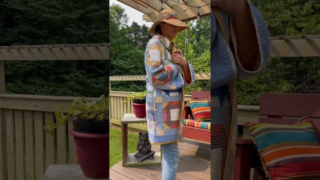 Vintage Patchwork Quilted Coat - Churn Dash Pattern