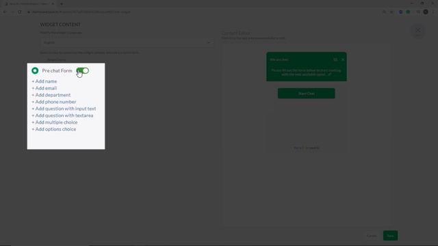 Using the Pre-Chat Form