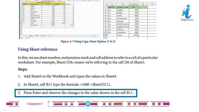 Computer Class - 6 Chapter - 4 Formulas and Functions in Excel | Impression Publication