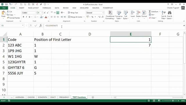 Excel: Find the Position of the First Letter in a Text String