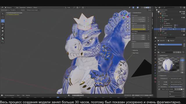 Создание модели фарфоровой фигурки Раптора в программе Blender3d (Toy-Raptor Creation in Blender3d)
