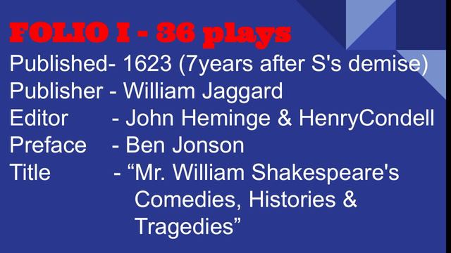 Shakespeare's Quartos & Folios/in Tamil