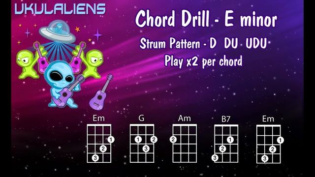 Ukulele Chord Drill Practice - E Minor - Ukulele Play Along