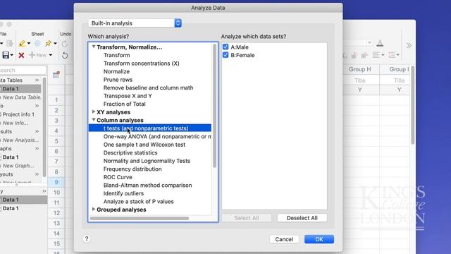 Graphpad Prism - Unpaired t-test