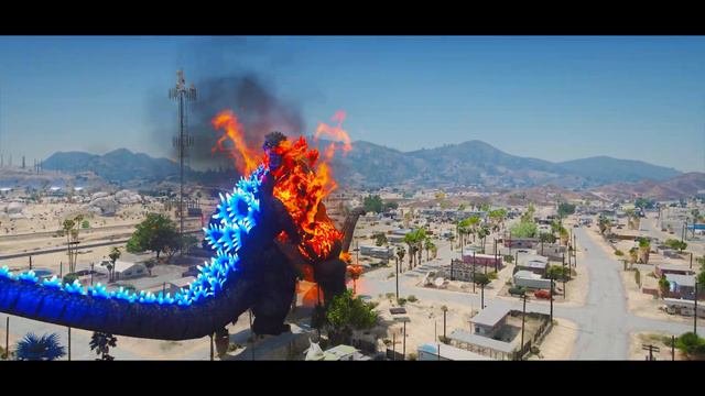 Godzilla Earth Heisei Godzilla vs Burning Godzilla George Rampage  GTA V Mods 
