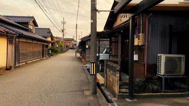 4K JapanSunset Walk in Japanese Countryside with relax piano soundseaside town Ishikawa.