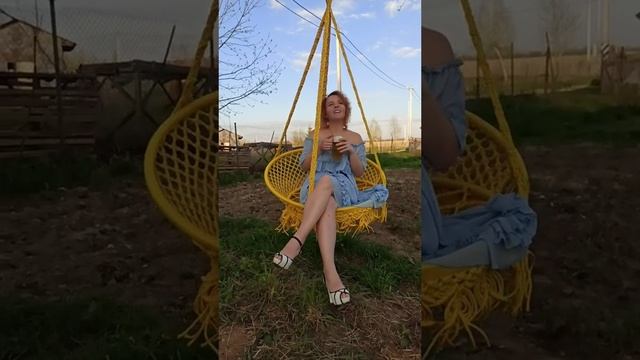 Подвесное кресло макраме.