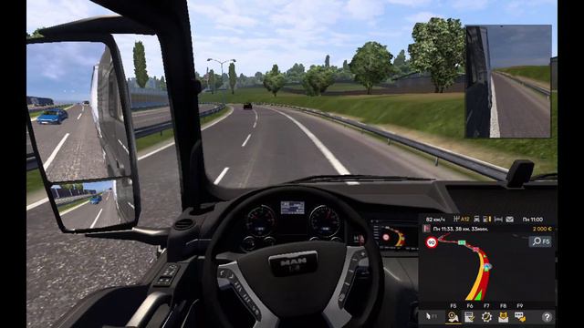 ETS 2. Первый рейс и первый гараж. 
Тягач MAN
Груз палеты