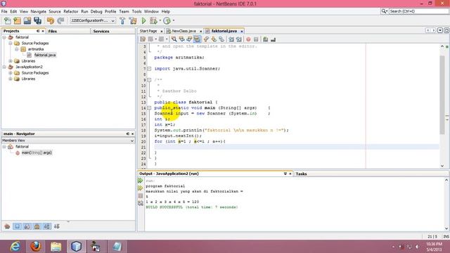 membuat program faktorial dari netbeans
