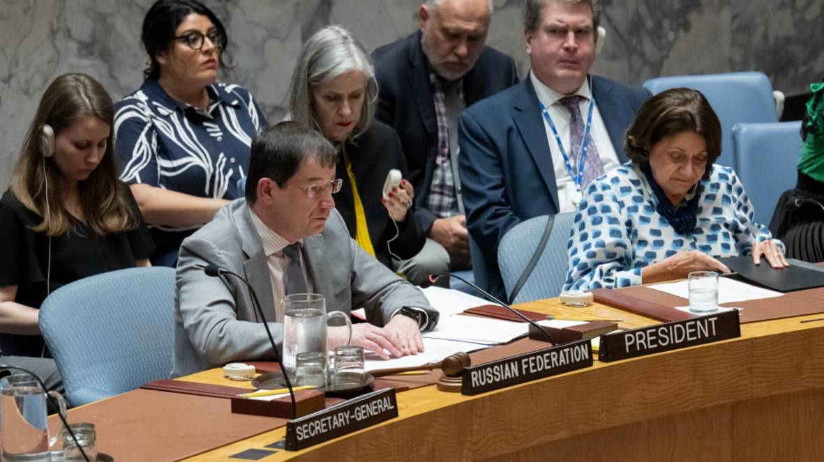 Chargé d'Affaires Dmitry Polyanskiy at UNSC briefing on the assassination of Ismail Haniyeh in Iran